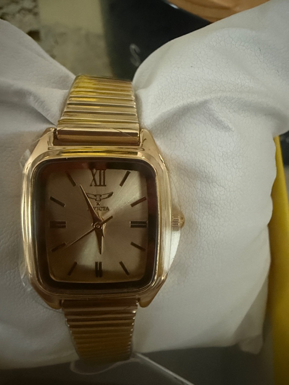 Invicta Gold-Tone Square Dial Watch with Expansion Bracelet